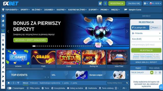 1xBet casino screenshot